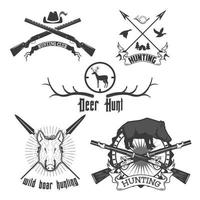 wild boar add deer for hunting labels and emblems vector