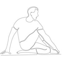 dibujo de línea continua del hombre por cuerpo yoga ilustración vectorial vector