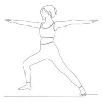 continuous line drawing of woman by body yoga vector illustration