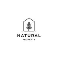 logotipo de vector de icono de casa mínimo y simple con hermosa flor de árbol de planta, casa orgánica, ilustración de diseño de bosque de cabaña