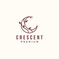 elegant crescent moon logo design line icon vector in luxury style outline linear