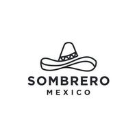 sombrero tradicional mexicano sombrero contorno vector icono logo. icono de sombrero de México negro de línea delgada, ilustración de elemento simple de vector plano del concepto editable trazo aislado sobre fondo blanco