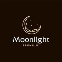 elegant crescent moon logo design line icon vector in luxury style outline linear