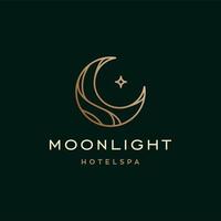 elegant crescent moon logo design line icon vector in luxury style outline linear