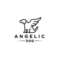 angel dog logo Simargl, dog line with wings design, mythical animal vector illustration