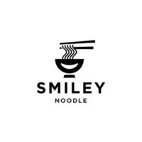 smile emoticon noodle with chopstick logo icon design for an asian restaurant business vector