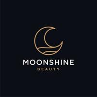 elegant crescent moon logo design line icon vector in luxury style outline linear