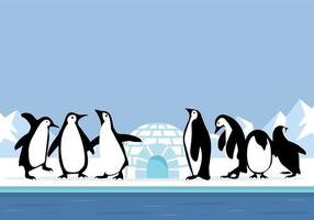 North pole Arctic with penguin landscape view vector