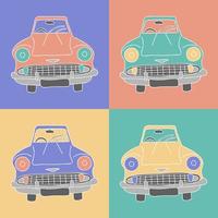 Retro auto old front view car funny vector pop art set style vector illustration