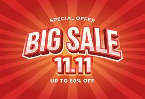 big sale 11.11 banner for one day limited offer on november vector