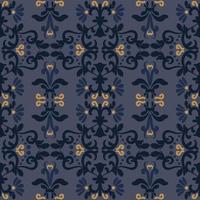 Oriental floral pattern with swirls. Blue vector seamless pattern with elegant texture. For textiles, wallpaper, tiles or packaging.