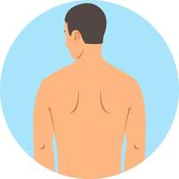 un joven blanco desnudo está de espaldas. silueta de un hombre blanco desnudo hasta la cintura aislado en un fondo blanco. ilustración vectorial vector