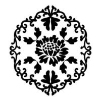 Black damask pattern in classic style. Vector illustration for laser cutting, tattoo, marquetry, logo for yoga, icons, lace.