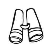 Travel binoculars hand drawn in doodle style. Long-range vision device isolated on white background. Vector illustration.