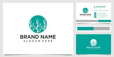 negative space tree logo design concept with business card vector