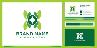 Nature logo design concept, nature leaf logo inspiration with business card vector