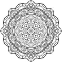 Outlined mandala for coloring book, decorative round ornament vector