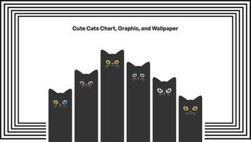 gráfico de gatos lindos y papel tapiz de patrón vector