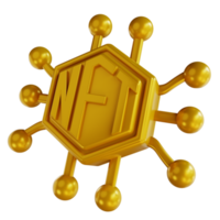 3d illustraties gouden nft blockchain png