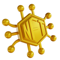 3d ilustraciones golden nft blockchain png