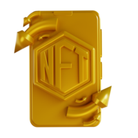 3d illustrazioni d'oro mobile e nft scambio png