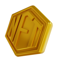 3d illustrazioni d'oro nft logo png