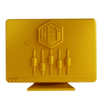 Monitoreo de tráfico nft dorado de ilustraciones 3d png