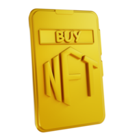 3d illustrazioni d'oro acquistare nft con mobile png
