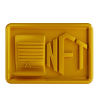 3D illustrations golden NFT certificate png