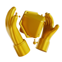 3D-Illustrationen goldene Hand und Würfel png