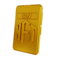 3D illustrations golden buy NFT with mobile png