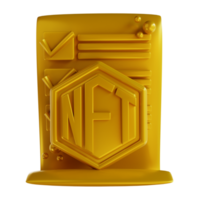 documento nft dorado ilustraciones 3d png