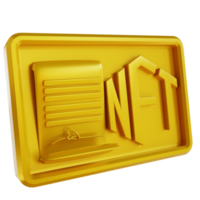 3D illustrations golden NFT certificate png