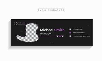 Email signature template design or cover design,  Corporate business multi-purpose template with an author photo place modern layout. vector