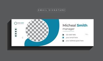 Email signature template design or cover design,  Corporate business multi-purpose template with an author photo place modern layout. vector