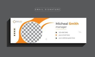 Email signature template design or cover design,  Corporate business multi-purpose template with an author photo place modern layout. vector