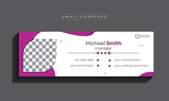Email signature template design or cover design,  Corporate business multi-purpose template with an author photo place modern layout. vector