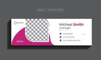 Email signature template design or cover design,  Corporate business multi-purpose template with an author photo place modern layout. vector