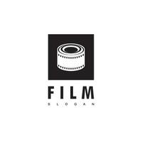 plantilla de diseño de logotipo de película, icono de rollo de película vector