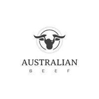 plantilla de diseño de logotipo de etiqueta de emblema de carne de res australiana vintage retro vector