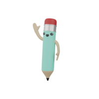 Personnage de crayon vert isolé 3d png