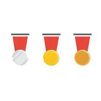 conjunto de vectores de medallas de oro, plata y bronce