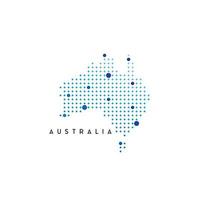 plantilla de diseño de logotipo de mapa de australia usando concepto punteado vector