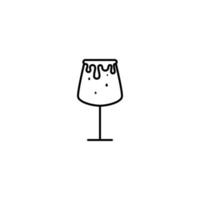 red wine glass icon with overfilled with water on white background. simple, line, silhouette and clean style. black and white. suitable for symbol, sign, icon or logo vector