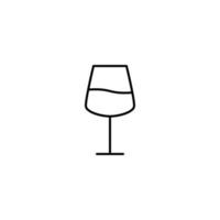 icono de copa de vino tinto con medio lleno de agua sobre fondo blanco. simple, línea, silueta y estilo limpio. en blanco y negro. adecuado para símbolo, signo, icono o logotipo vector