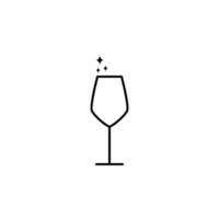 sparkling white wine glass icon on white background. simple, line, silhouette and clean style. black and white. suitable for symbol, sign, icon or logo vector