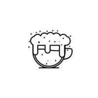 icono de taza con espuma sobre fondo blanco. simple, línea, silueta y estilo limpio. en blanco y negro. adecuado para símbolo, signo, icono o logotipo vector