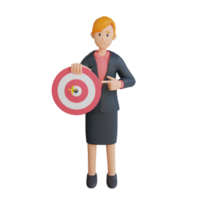 Businesswoman showing her target 3d character illustration png