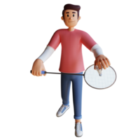 menino segurando uma ilustração de personagem 3d de raquete png