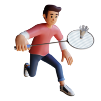 junge, der badminton spielt 3d-charakterillustration png